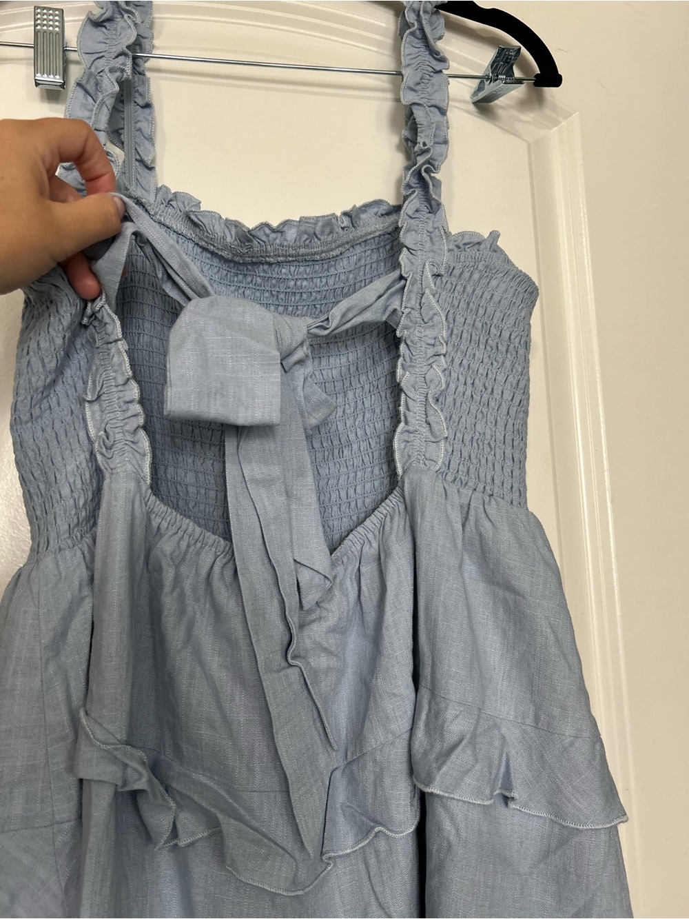 Lulu's Powder Blue Smocked Ruffle-Tier Sundress - Picture 4 of 5